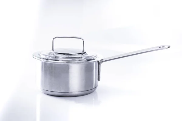 Pot stainless steel saucepan on a white background. — Stock Photo, Image