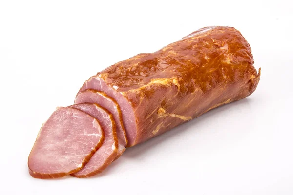 Schweinefilet. Aufschnitt auf weißem Hintergrund. — Stockfoto