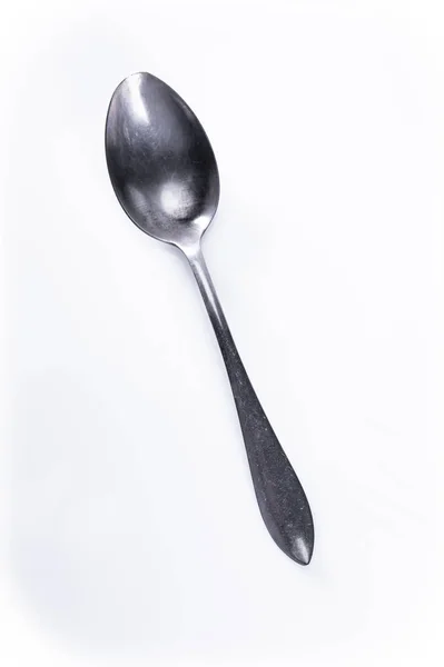 Silver Tea Spoon på vit bakgrund. — Stockfoto