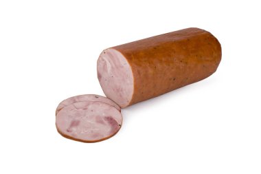 Beyaz arka planda domuz sosisi. Gıda ürünü.