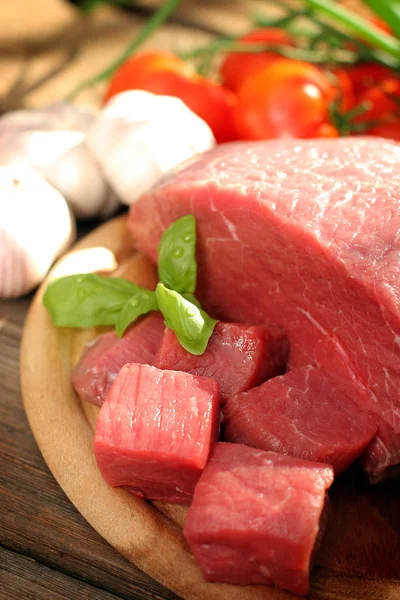 Beef for goulash. Fresh, raw red meat Royalty Free Stock Photos