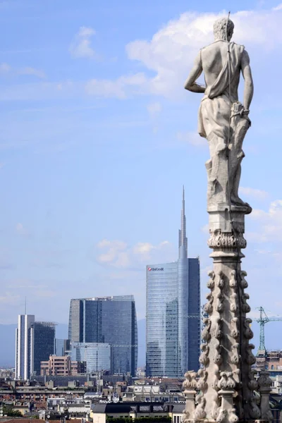Skyline City Milan Unicredit Tower Milan Lombardy Italy — стоковое фото