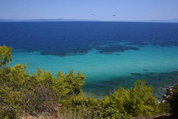 Пляж Lagoon Blue Beach Peninsula Kassandra Greece — стоковое фото