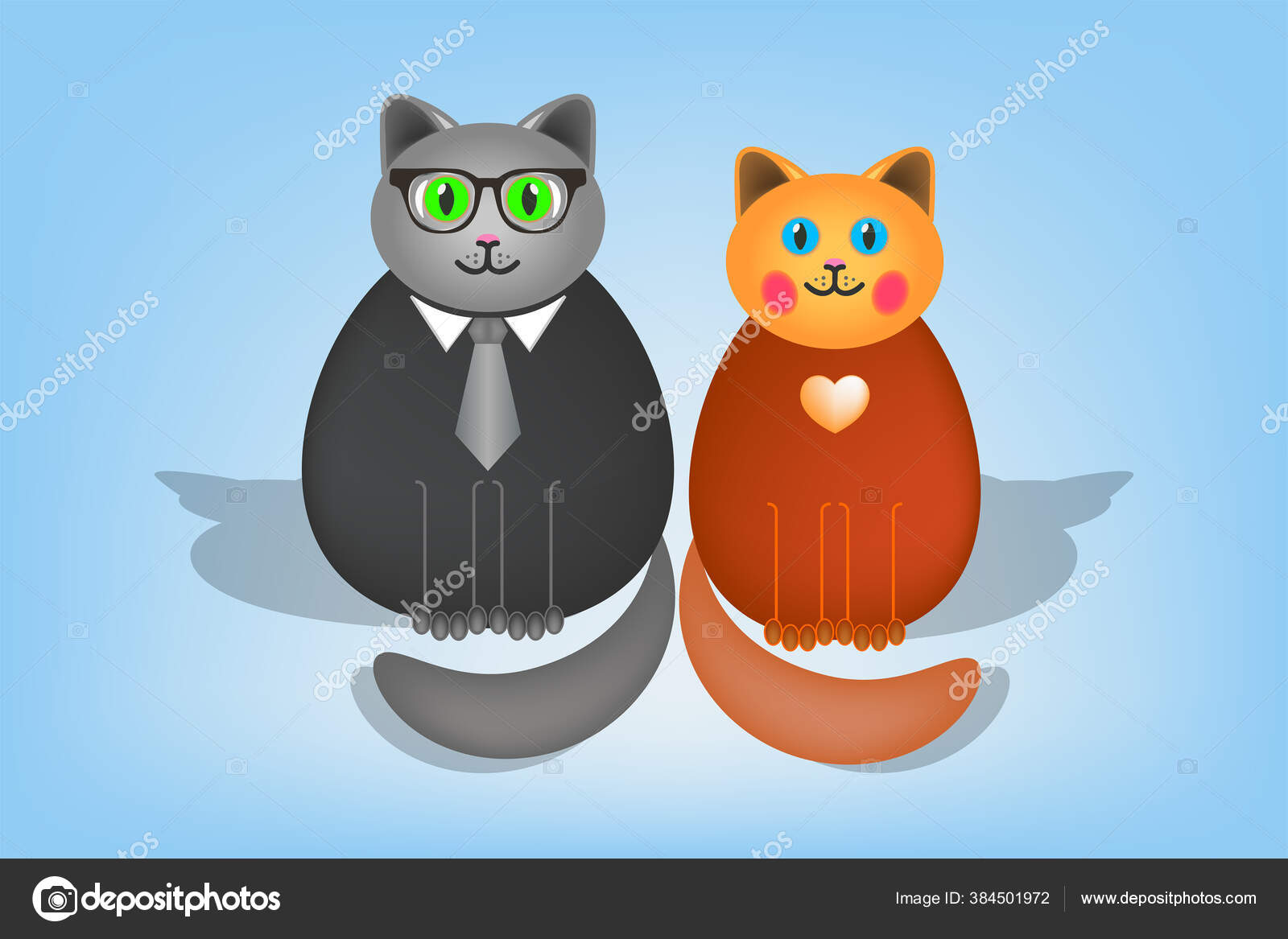 Gray Indah Kucing Gemuk Dengan Kacamata Dan Dasi Merah Berambut Stok Vektor C Galexs 384501972