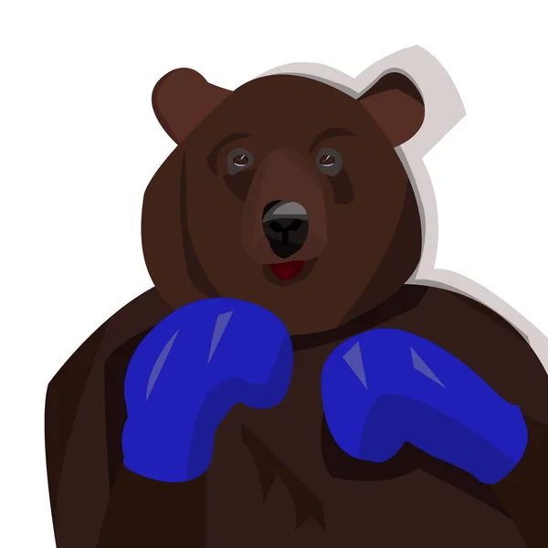 Urso Azul Luvas Boxe —  Vetores de Stock