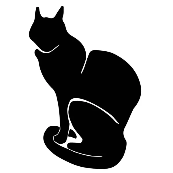 Silhueta de gato vetorial desenhado à mão — Vetor de Stock