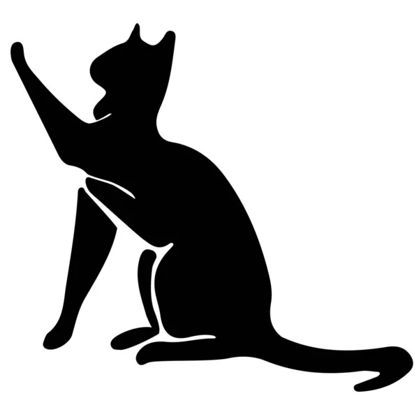 Hand Drawn Vector Cat Silhouette — Stock Vector