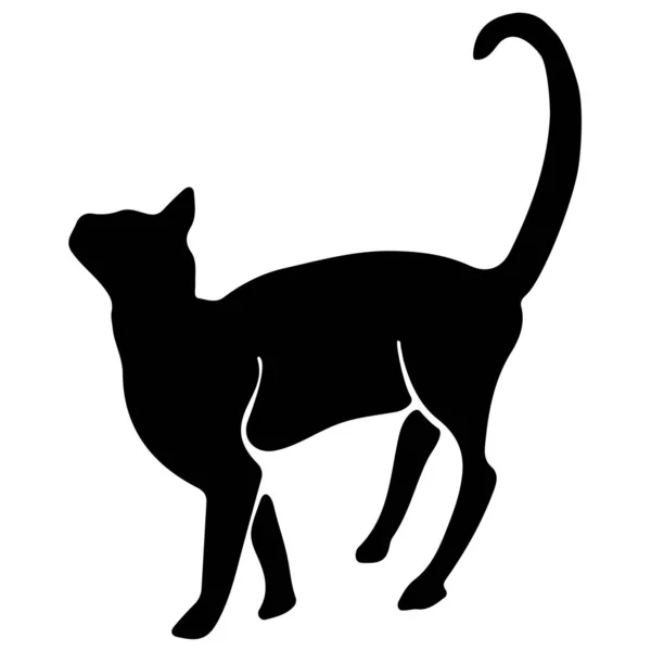 Hand Drawn Vector Cat Silhouette — Stock Vector