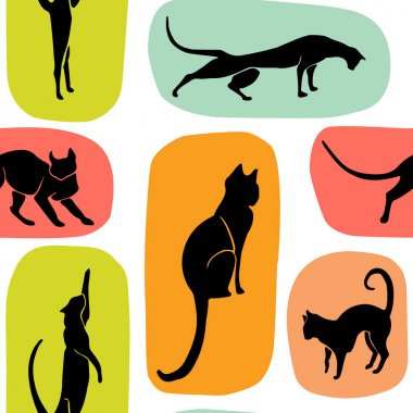 El Çizilmiş Vektör Kedi Siluet iseni