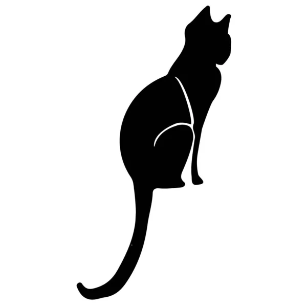 Silueta de gato vectorial dibujada a mano — Vector de stock