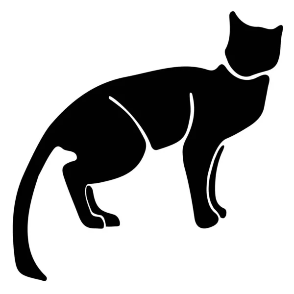 Hand Drawn Vector Cat Silhouette — Stock Vector