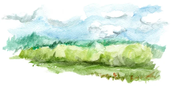 Ręcznie rysowane akwarela krajobraz — Zdjęcie stockowe