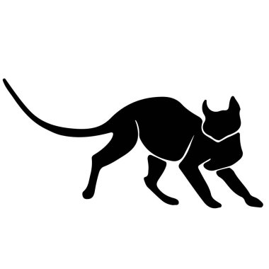 El çizilmiş vektör kedi Silhouette