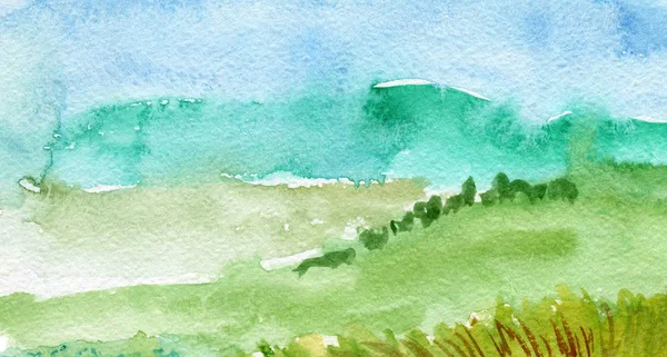 Mão desenhado abstrato paisagem aquarela — Fotografia de Stock