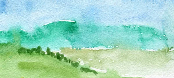 Ręcznie rysowane Abstrakcja akwarela krajobraz — Zdjęcie stockowe