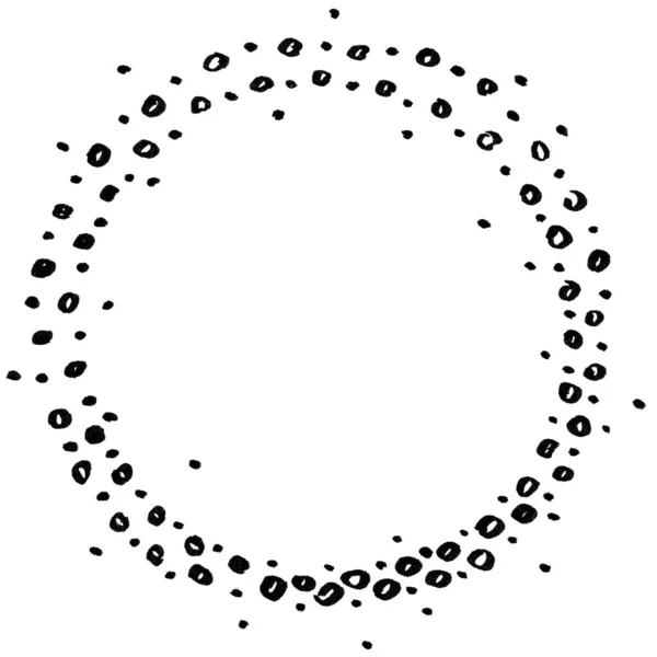 Handritad rund isolerad svart bläck ram — Stockfoto