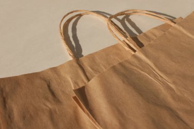 Kraft kağıt tek kullanımlık torbalar izole, eko tarzı yaşam, ekolojik ve ekonomik pacaging.