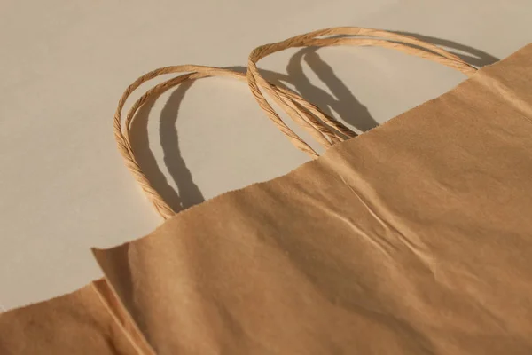 Disposable bags of kraft paper isolated, eco style living, ecological and economical pacaging.