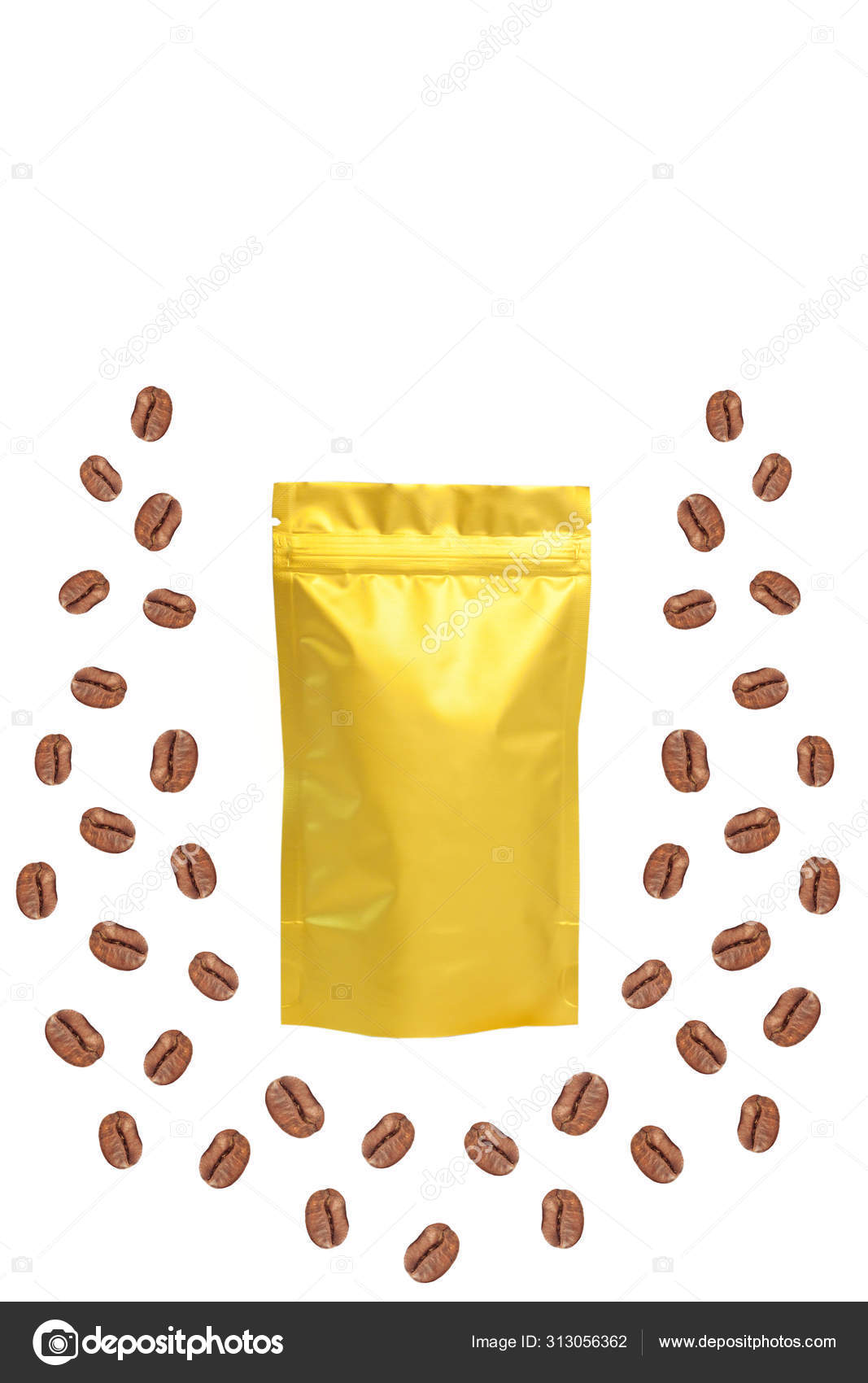 Download Golden Metallized Pouch Bags Front View Isolated On A White Background Packaging For Foods And Goods Template Mock Up Stock Photo Image By C Kawaii Kava Chay Gmail Com 313056362