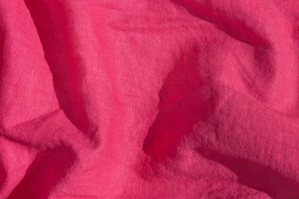 Розовая Льняная Ткань Текстура Вид Сверху Красный Коралловый Фон Модный — стоковое фото