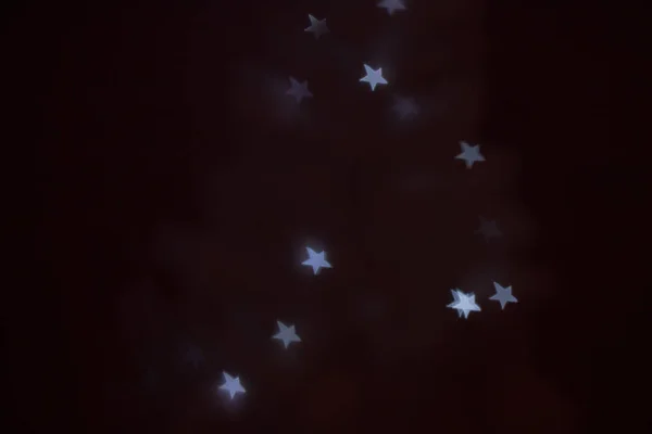 Neon Light Christmas Garlands Form Stars Dark Background — Stock Photo, Image