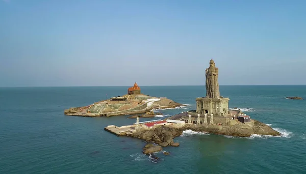 Mémorial Vivekananda Rock Statue Thiruvalluvar Vue Aérienne Kanyakumari Inde — Photo