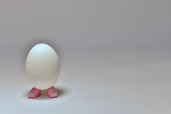 Huevo de gallina blanco envuelto en zapatillas rosadas. — Foto de Stock