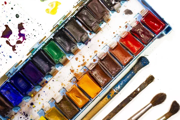 Gouache Paint Brushes — Stock Photo, Image