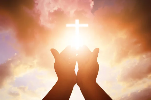 Homme Chrétien Avec Les Mains Ouvertes Adoration Chrétienne Thérapie Eucharistique — Photo