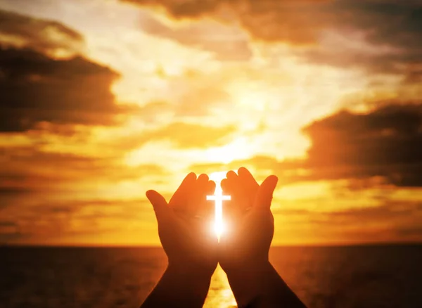 Christian Man Open Hands Worship Christian Eucharist Therapy Bless God — Stock Photo, Image