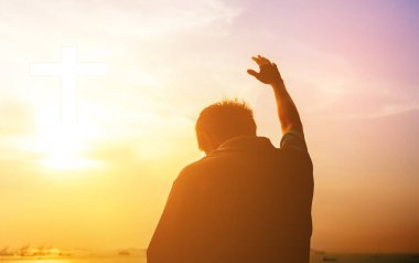 İnsan elinin hurma ibadet kadar açın. Eucharist terapi korusun Tanrı o