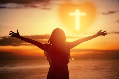 İnsan elinin hurma ibadet kadar açın. Eucharist terapi korusun Tanrı o