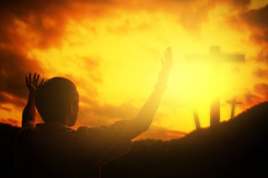 İnsan elinin hurma ibadet kadar açın. Eucharist terapi korusun Tanrı o