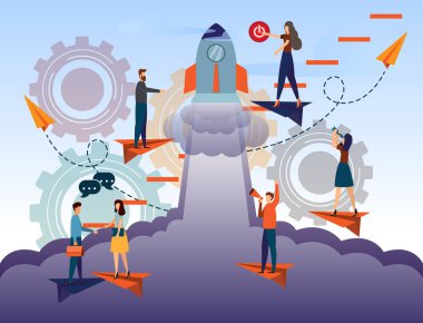 Web sayfası için Business Start Up Kavramı, iş kadını push star