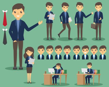 Ofis setinde iş adamları. Poz verme ve duygular. Iş