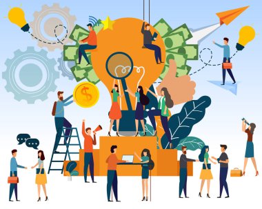 İş adamları ve yaratıcı fikirler para kazanmak için b büyüme