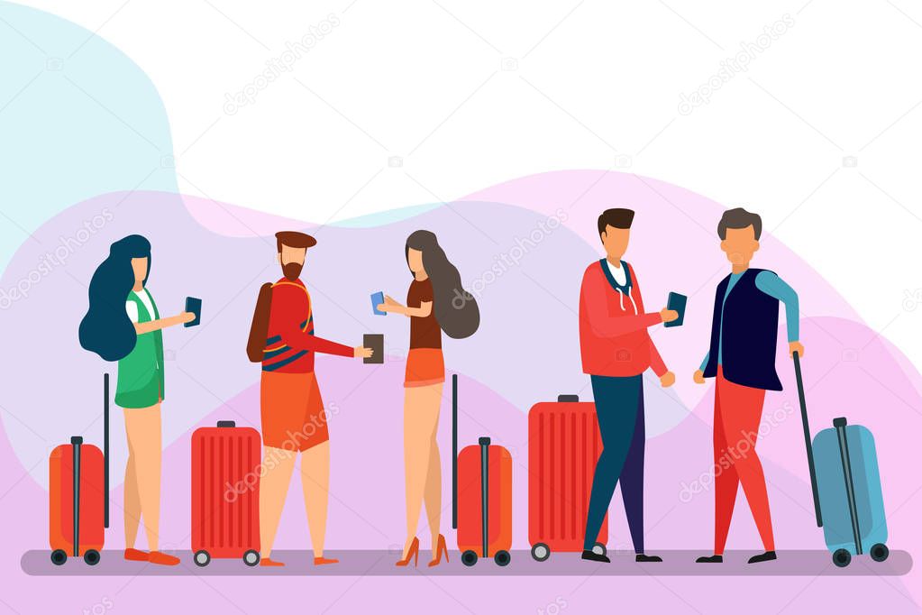 Group of Traveler People ,cartoon character.  Man, woman, friend