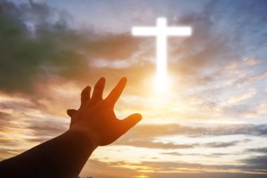 İnsan elinin hurma ibadet kadar açın. Eucharist terapi korusun Tanrı o