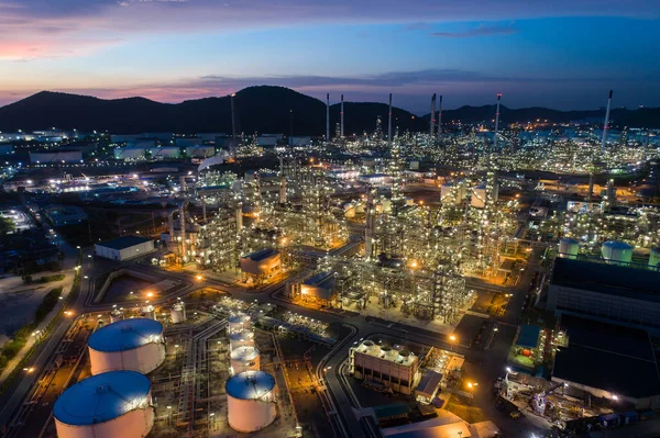 Aerial view oil storage tank with oil refinery factory industria — Stock Photo, Image