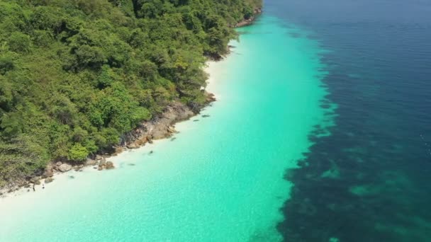 Filmagem Roll Ondas Vista Aérea Oceano Praia Costa Rochosa Bela — Vídeo de Stock