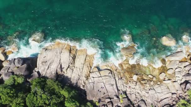 Beelden Roll Van Luchtfoto Uitzicht Drone Schot Oceaan Golven Prachtig — Stockvideo