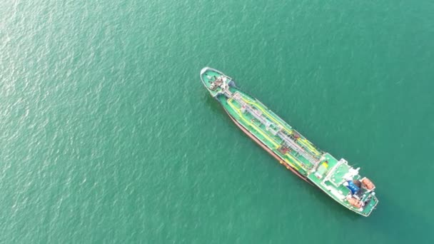 Letecký Pohled Loď Převážející Tanker Ipg Ropný Tanker Námořním Přístavu — Stock video