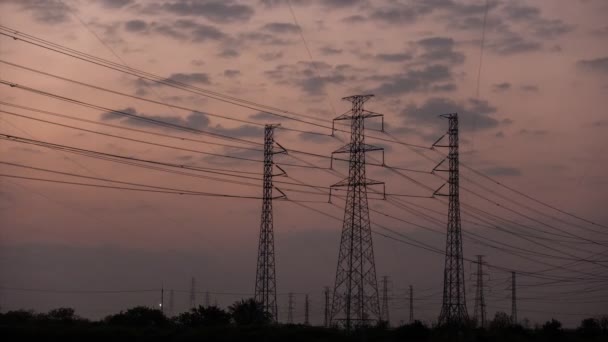 Vidéo Rouleau Timelapse Poteau Haute Tension Fond Ciel Tour Haute — Video