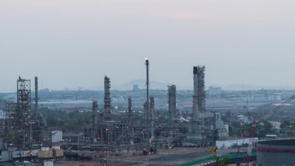 Timelapse Terminal Refinería Petróleo Fabricación Una Instalación Industrial Para Almacenamiento — Vídeos de Stock