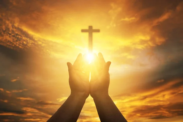 Mãos Humanas Cristãs Abrem Mão Esperança Adoração Eucaristia Terapia Abençoado — Fotografia de Stock