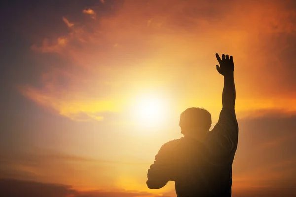 Ανθρώπινα Χέρια Ανοίγουν Παλάμη Λατρεία Θεία Ευχαριστία Ευλογεί Θεό Που — Φωτογραφία Αρχείου