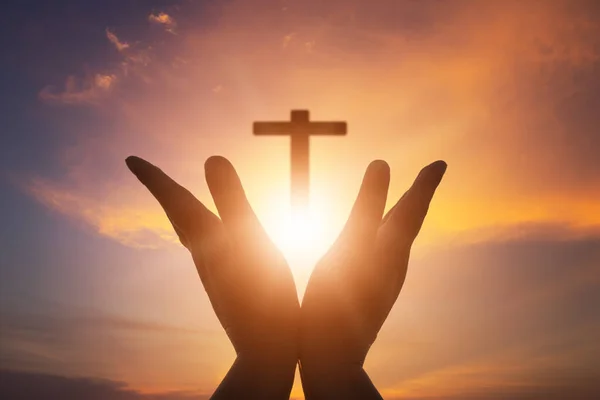 Mãos Humanas Abrem Palma Acima Adoração Eucaristia Terapia Abençoado Deus — Fotografia de Stock