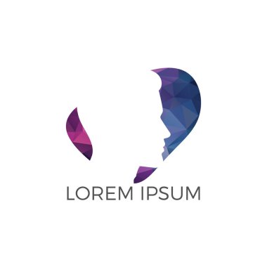 İnsan kaynakları logo tasarım vektör. Adam başı, insanlar sembolü.