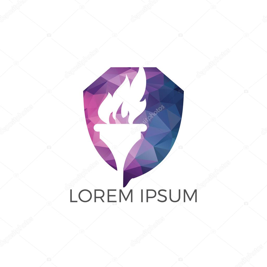 Torch flame logo design. Torch with a burning flame vector.