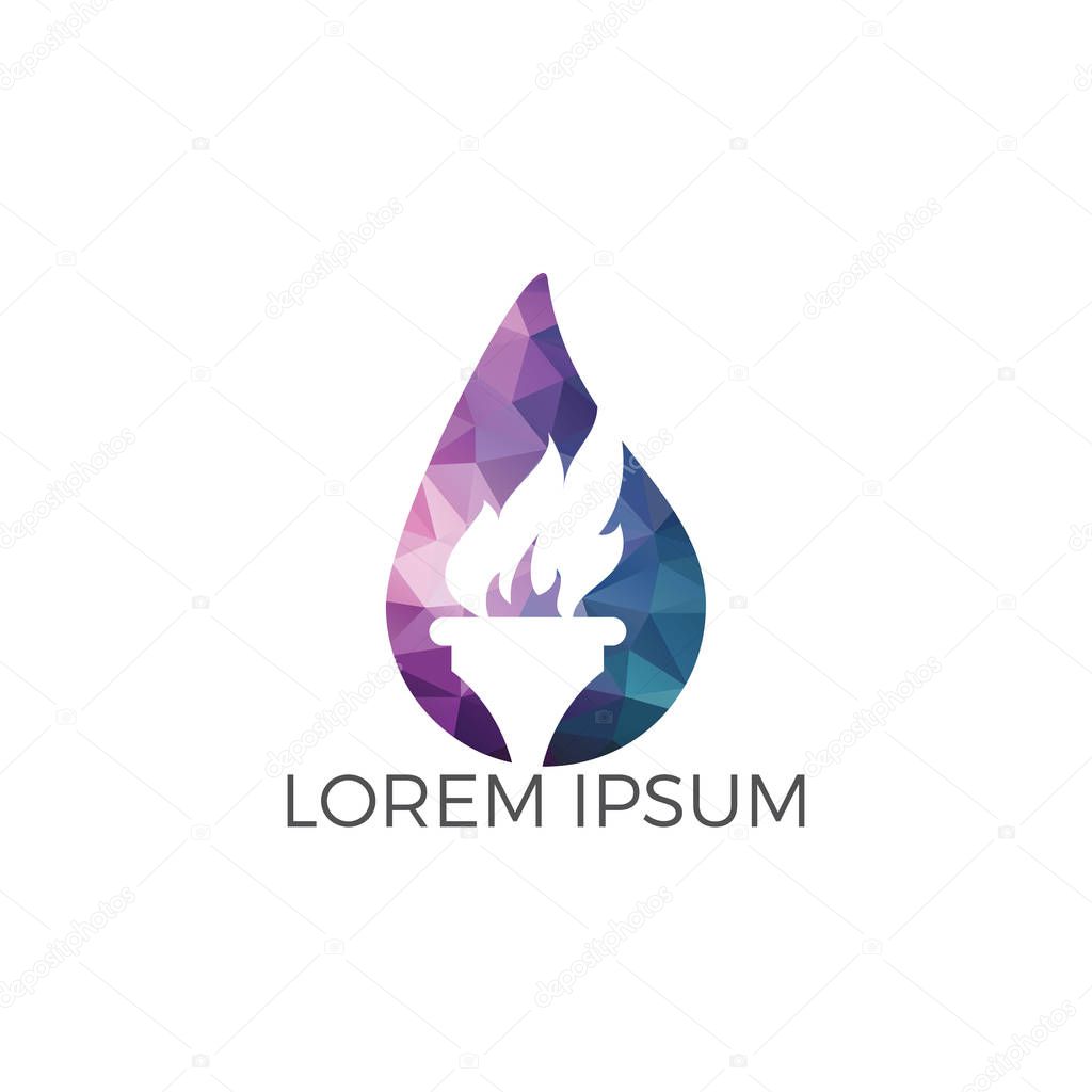 Torch flame logo design. Torch with a burning flame vector.